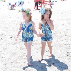 Navy Floral Island Romper